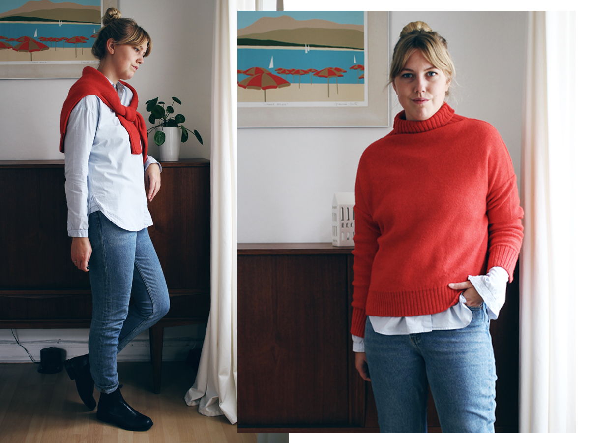 3 måder at style rød sweater 3